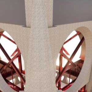 close up architectural image of a church tower