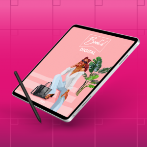 Tablet with Book'd logo and art 