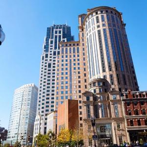Tall buildings and streetlamp