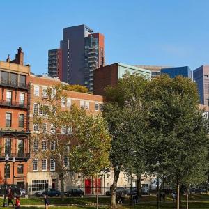 View of a Boston park and skyline.