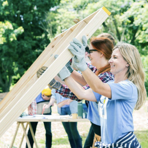 Team working together to help build 