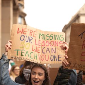 Gen Z woman at a march