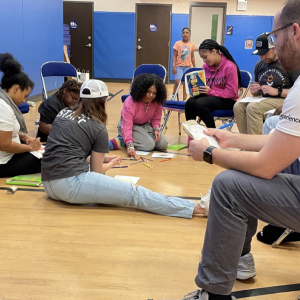 Participants on the floor at a workshop