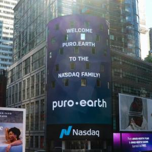 nasdaq billboard about puro earth