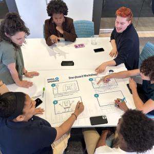 career day group of students at table