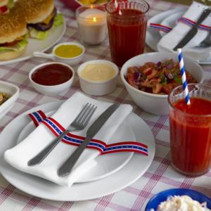 red, white and blue table spread