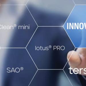 hexagons with words innovation and tersano in them