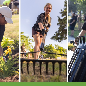 Collage of volunteers doing work