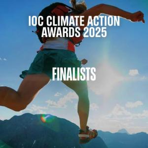 person running with "IOC Climate Action Awards 2025 Finalists"