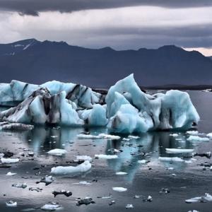 black-streaked iceberg fragments