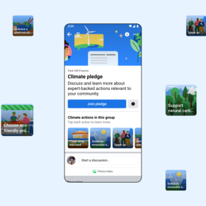 Climate pledge shown on phone screen