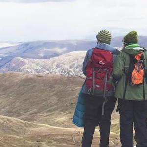 group of hikers in the mountains