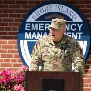 Col. Craig Maceri giving a speech