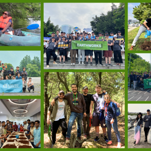 Collage of images of volunteers an co workers in their activities