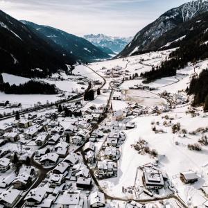village below mountains