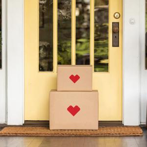 CVS Health sustainable packaging shown on a doorstep.I