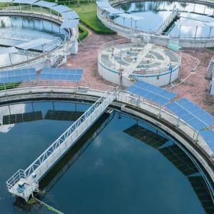 Wastewater treatment plant aerial view