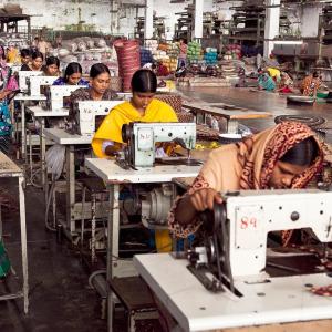 Workers in apparel factory