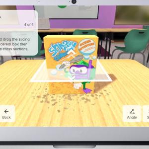 Digital image of an open laptop running the learning app.