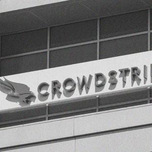 "Crowdstrike" sign on the side of a building