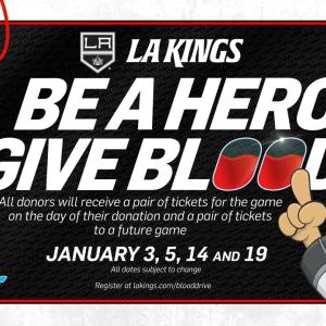 Flyer for LA Kings and Children's Hospital LA's mobile blood drive.