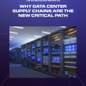 Image of server racks on blue background with overlaid text