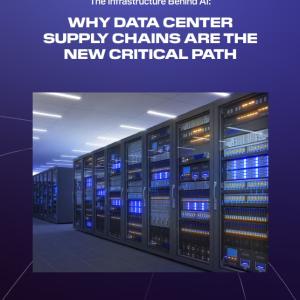 Report cover featuring text and an image of computer server racks