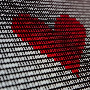 numbers on a screen with a red love heart in the middle