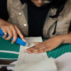 Shavonn working on a sewing project