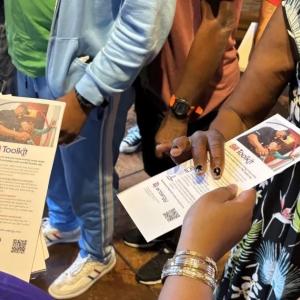 handing out information forms