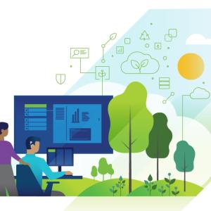 drawing of two people working at a computer