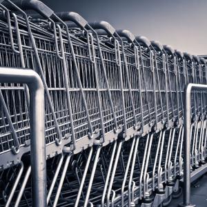 Shopping carts lined up.
