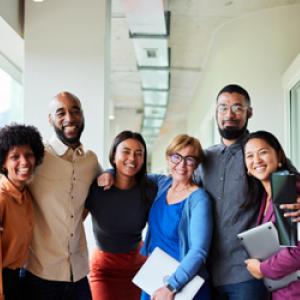 group of employees smiling