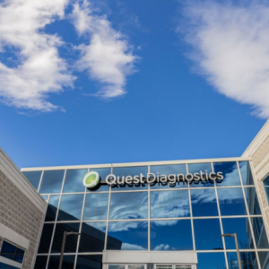 Exterior of a building and "Quest Diagnostics" sign.