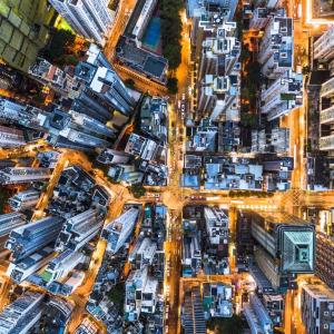 Aerial view of a busy city