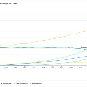 Info graphic line chart "Share of renewable electricity generation by technology"