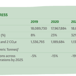 Info graphic OUR ENERGY PROGRESS chart with data from 2019-2022.