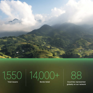 1,550 Total issuers, 14,000+ Bonds listed, 88 Countries represented globally on our network