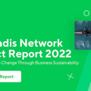 EcoVadis Network Impact Report 2022: Driving positive change through sustainability. Download report. Image of report co er with 4 man sculling boat. 