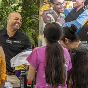 group laughing together at event