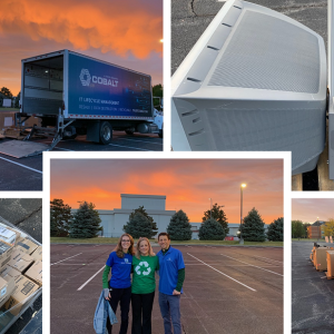 Collage of images of people recycling e-waste