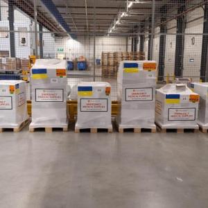 The first donation from Direct Relief’s German subsidiary arrived in Lviv Ukraine on Nov 1, 2025, with antibiotics from Bayer.  