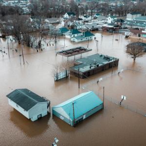 flooded buildings