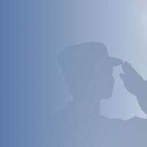 American flag with shadow of veteran