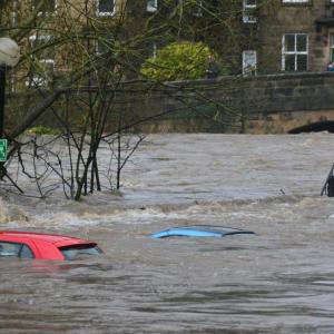 Flooded parking lot