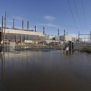 Flooding near power plant