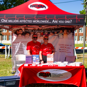 people at event booth