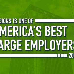 "Regions is one of America's Best Large Employers 2022" logo