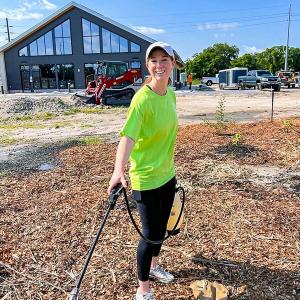A person spraying plants 
