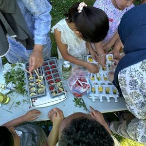 group of children gardening
